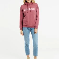 Protest Hoodie " CLASSIC LOGO HOODY In Petal Pink -protest shop protest hoodie classic logo hoody in petal pink 2
