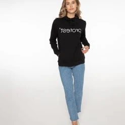 Protest Hoodie " CLASSIC LOGO HOODY In True Black -protest shop protest hoodie classic logo hoody in true black 2