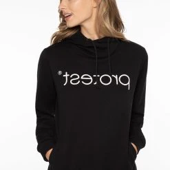 Protest Hoodie " CLASSIC LOGO HOODY In True Black -protest shop protest hoodie classic logo hoody in true black 5